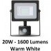 20W Slim Motion Sensor LED Floodlight Warm White (Black Case) - Cheap Light Bulbs