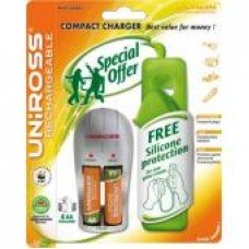 Uniross Compact Charger With 4 X AA HYBRIO Batteries Plus Free Silicon Skin For Wii - Cheap Light Bulbs